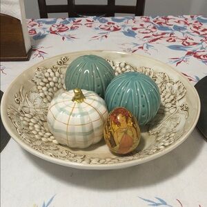 Decorative Ceramic Bowl with Orbs and Egg